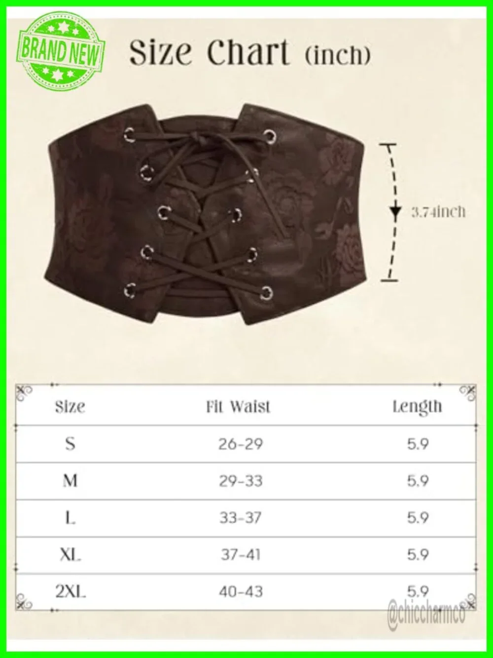 Wide Faux Leather Corset Cinch Belt with Lace-Up and Press Button